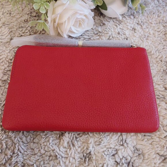 KATE SPADE NEW YORK Leila Medium L-Zip Wristlet Candied Cherry or Spotlight Red - Picture 2 of 8